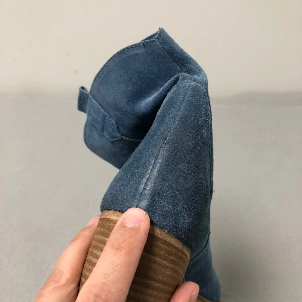 Sundance Suede Ankle Boots Women 38 Blue Western Stacked‎ Block Heel Albania